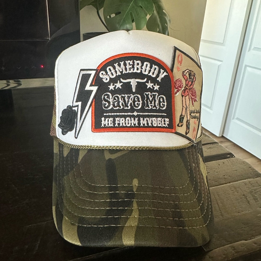 Brand New Adjustable Camouflage and White Graphic Trucker Hat